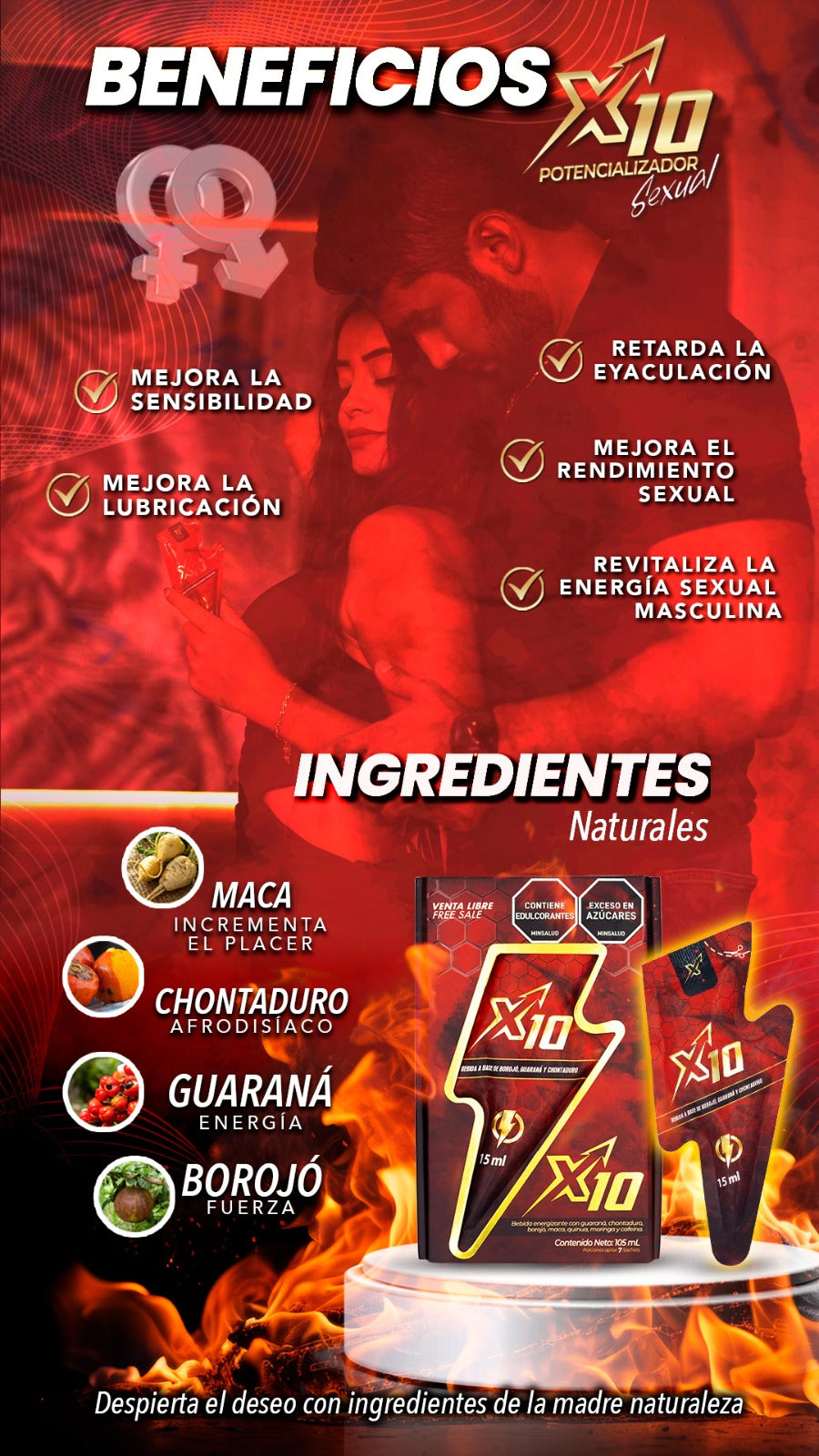 Potencializador Sexual X10 (Sachets x7 Unidades)