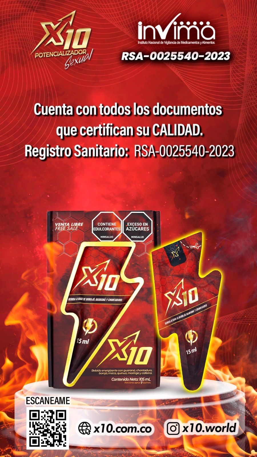Potencializador Sexual X10 (Sachets x7 Unidades)